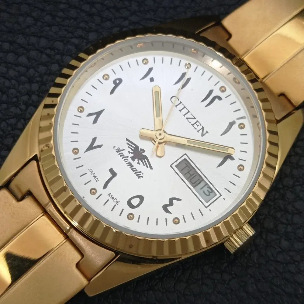 Vintage 1970 Citizen Automatic Mens Gold Watch W/daydate & Gold Accents